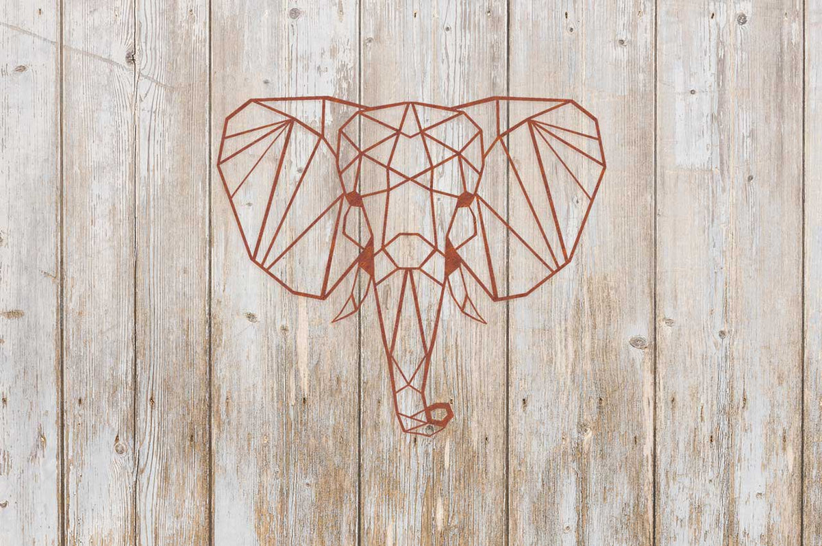 Wanddecoratie Olifant/ Elephant roestmetaal, 141606, 38,1x43,4cm