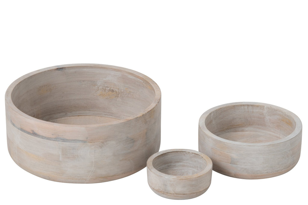 J-Line schaal Rond - hout - wit - large