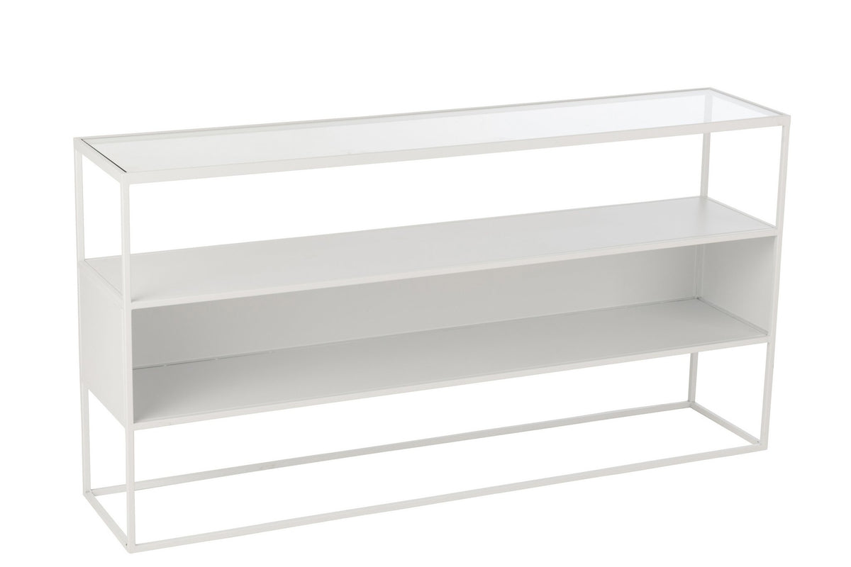J-Line console Vierkant - metaal/glas - wit