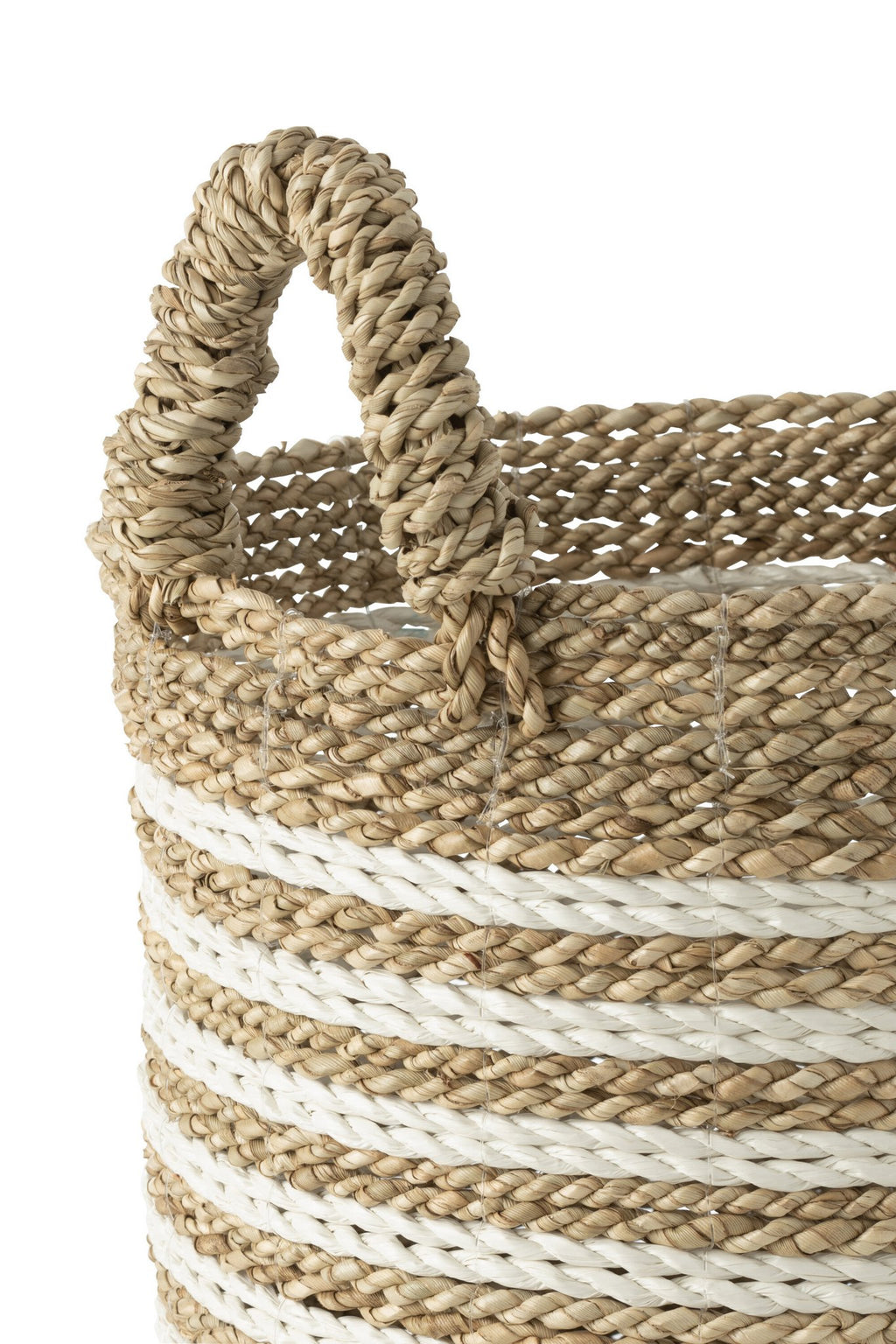 J-Line Set Van Drie Manden Gestreept Raffia Wit/Naturel