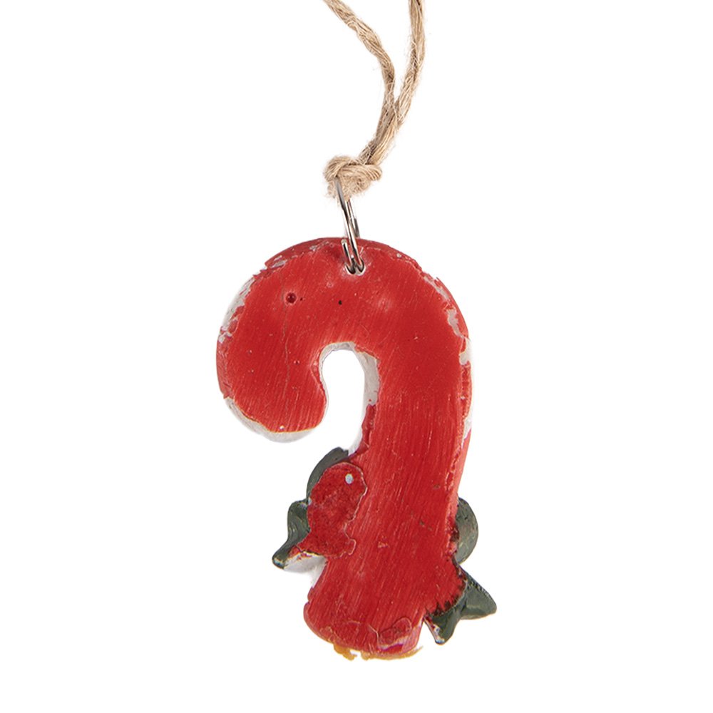 Kersthanger Zuurstok 3x1x5 cm Rood Kunststof