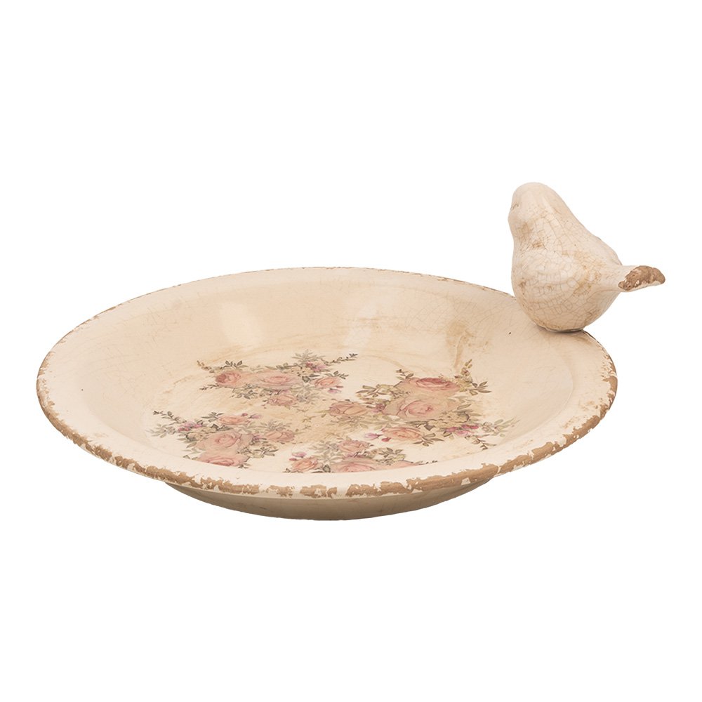 Vogelvoederbak Ø 26x10 cm Beige Keramiek Vogel