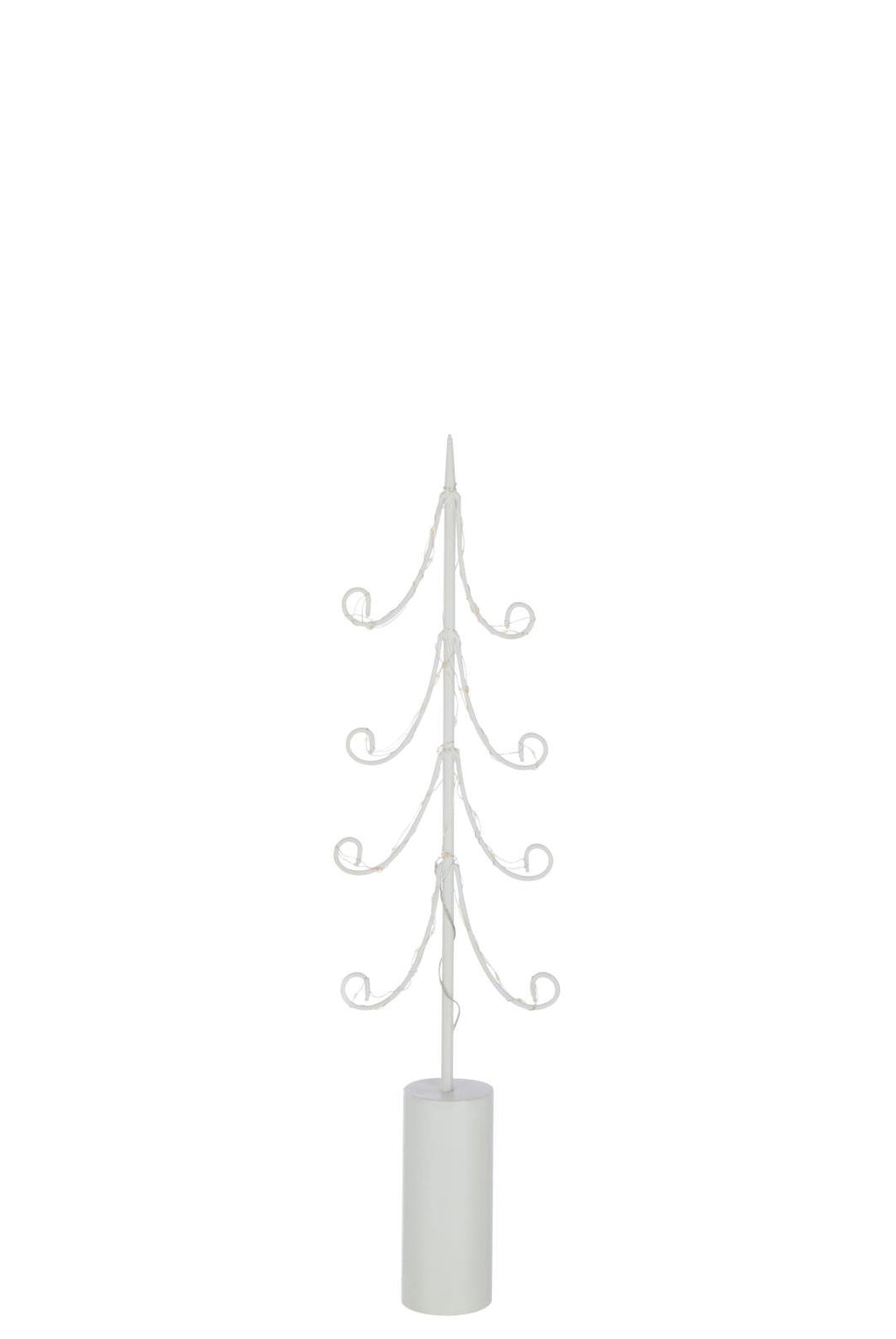 J-Line decoratie Boom - ijzer - wit - M - LED lichtjes