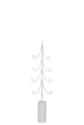 J-Line decoratie Boom - ijzer - wit - M - LED lichtjes