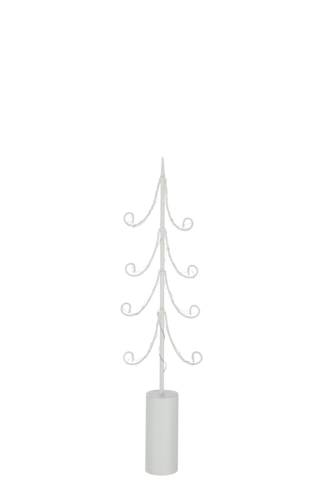 J-Line decoratie Boom - ijzer - wit - M - LED lichtjes