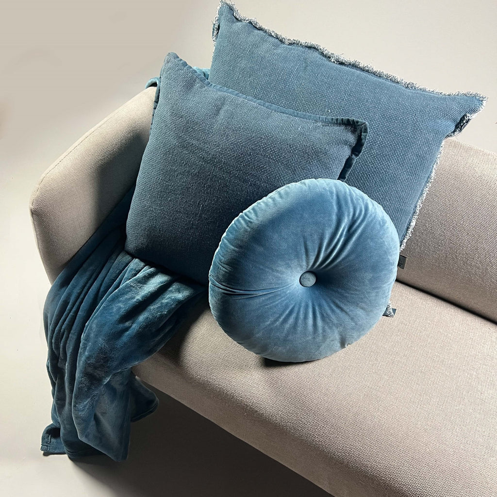 Dutch Decor Bowie - Kussen 45x45 cm - Gewassen katoen - Provinciaal Blauw - Blauw