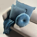 Dutch Decor Bowie - Kussen 45x45 cm - Gewassen katoen - Provinciaal Blauw - Blauw