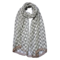 Sjaal Dames Print 50x160 cm Groen Beige Synthetisch