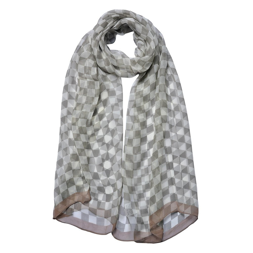 Sjaal Dames Print 50x160 cm Groen Beige Synthetisch
