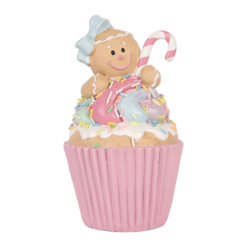Decoratie Beeld Cupcake Ø 9x16 cm Roze Kunststof