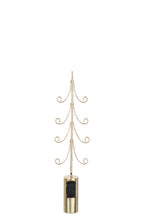 J-Line decoratie Boom - ijzer - goud - M - LED lichtjes