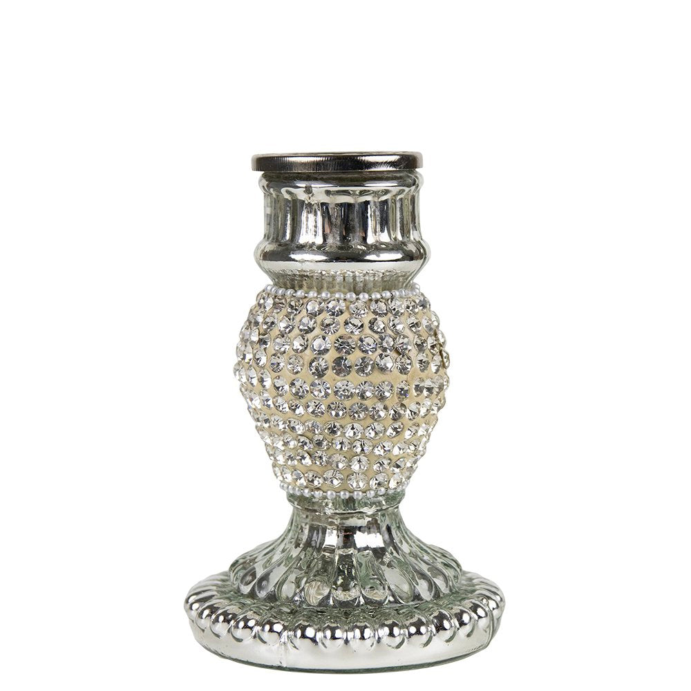Kandelaar strass zilver 10cm