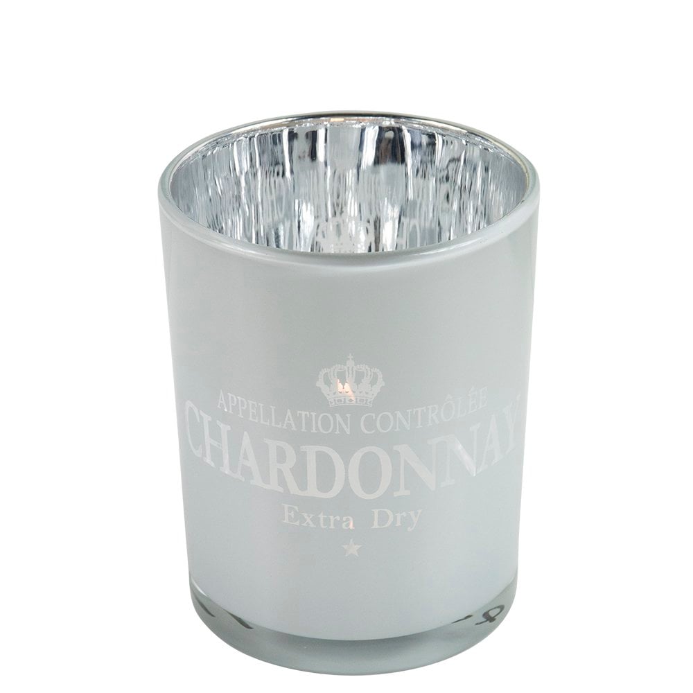 Theelichthouder wijn chardonnay wit medium 12cm