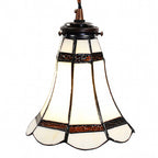 Hanglamp Tiffany Ø 15x115 cm wit Bruin Glas Hanglamp Eettafel