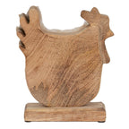 Beeld Haan 18x5x21 cm Wit Bruin Hout