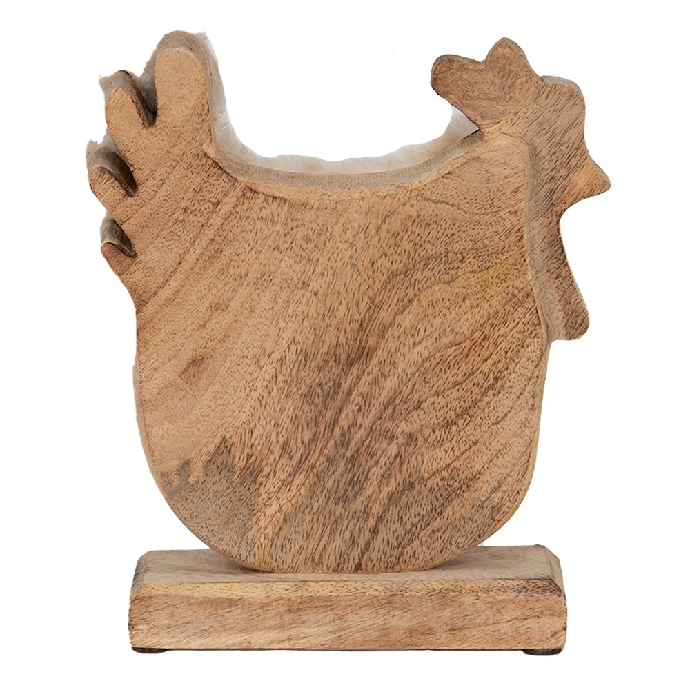 Beeld Haan 18x5x21 cm Wit Bruin Hout