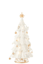 J-Line decoratie Kerstboom Ornamenten - polyresin - wit/goud - S - LED