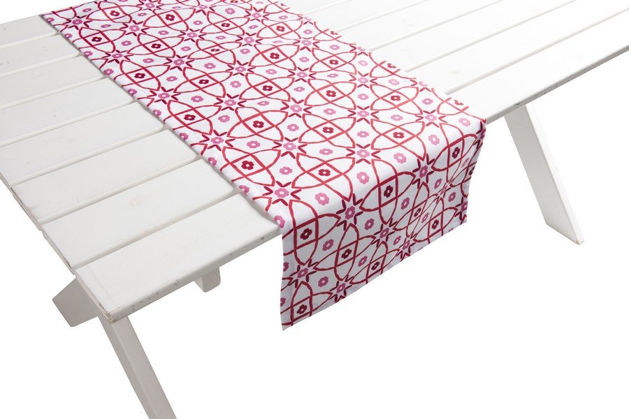 Mila Outdoor Tafelloper rood/roze 42x145cm