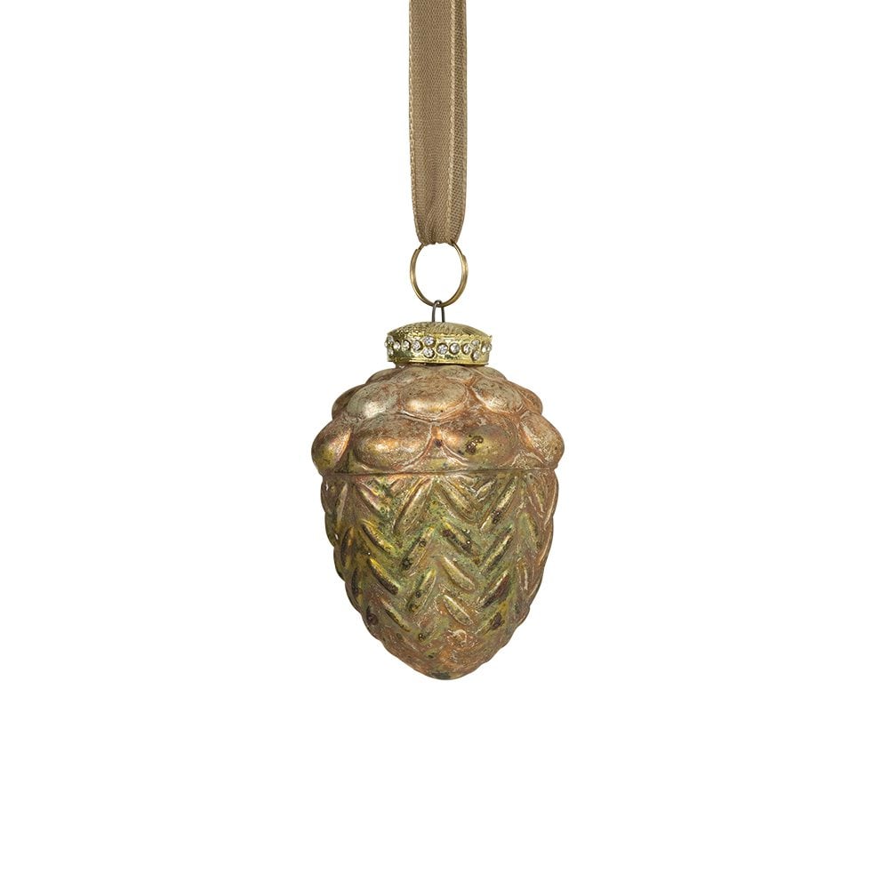 Decoratie eikel antiek groen 8cm