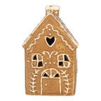 Gingerbread house met LED 7x6x12 cm Bruin Keramiek