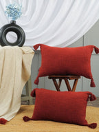 Set van 2 - Kussenslopen met textuur – Wasbare stoffenmix – Decoratieve kussenhoezen – 12x20in