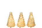 J-Line decoratie Boom Geribbeld - glas - goud - set van 3 - LED