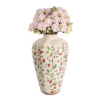 Vaas Ø 21x35 cm Beige Rood Keramiek Aardbeien