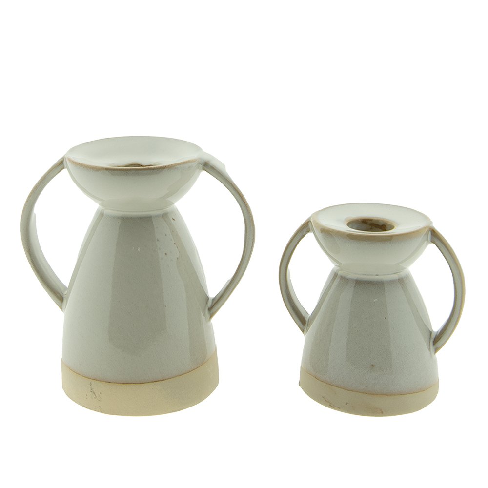 Kandelaar 9 cm Beige Porselein Kaarsenstandaard