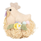 Decoratie Beeld Kip 10x11x13 cm Beige Textiel
