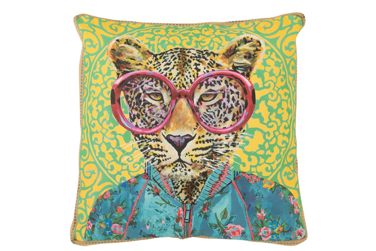 J-Line kussen Tijger Popart- polyester/linnen - mix