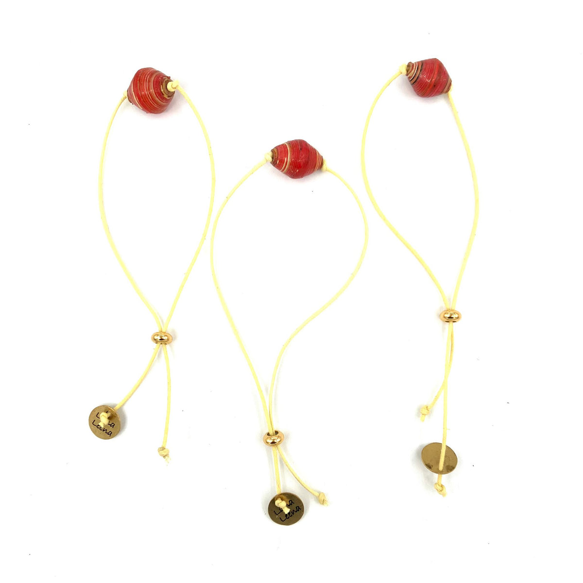 Luna -Leena Bracelet Oval Red - één maat volwassen - gemaakt van bestaande armbanden van Nepal