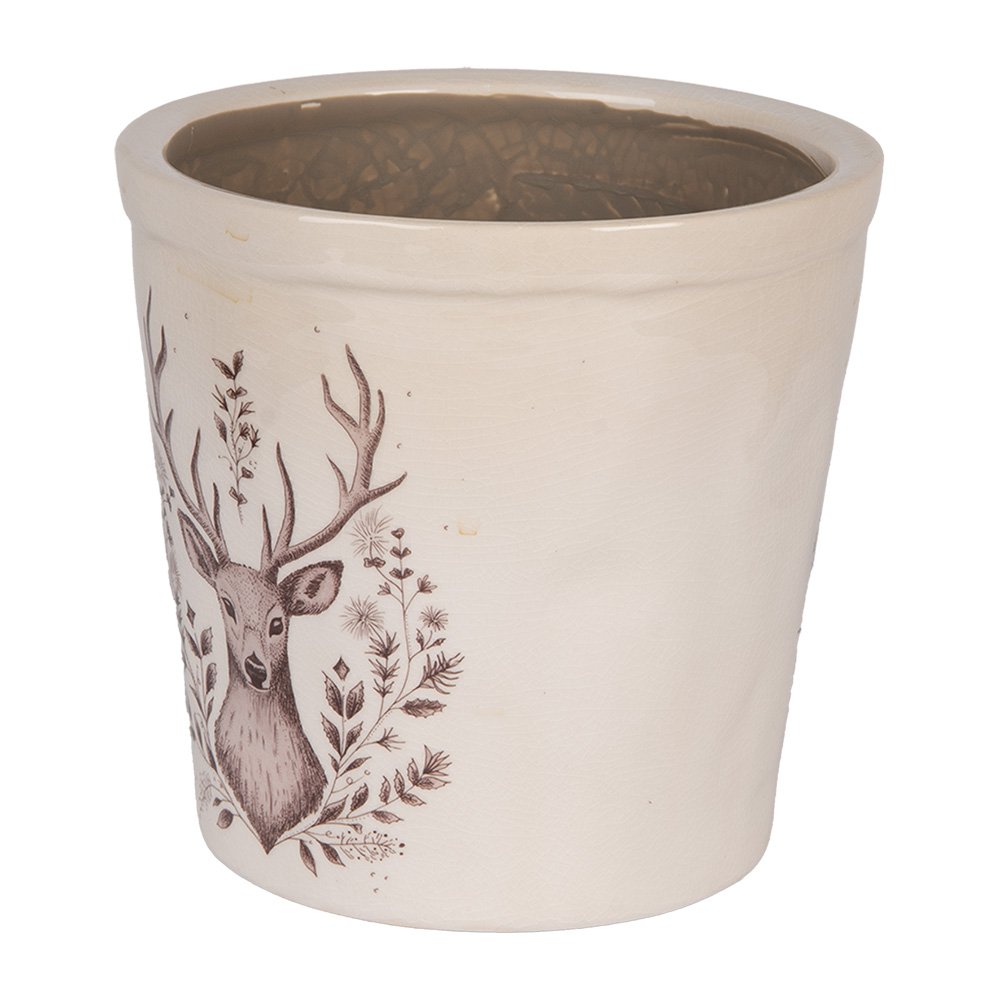 Bloempot Ø 17x16 cm Beige Keramiek Hert