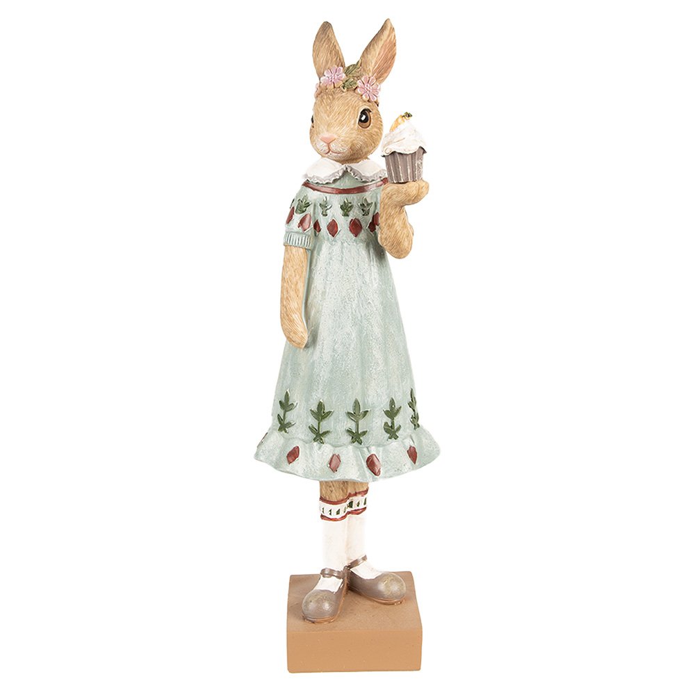 Beeld Konijn 28 cm Bruin Groen Polyresin