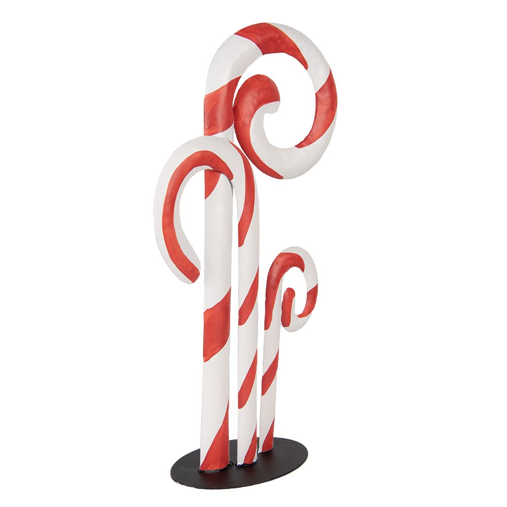 Kerstdecoratie Beeld Zuurstok 24x11x46 cm Wit Rood Metaal