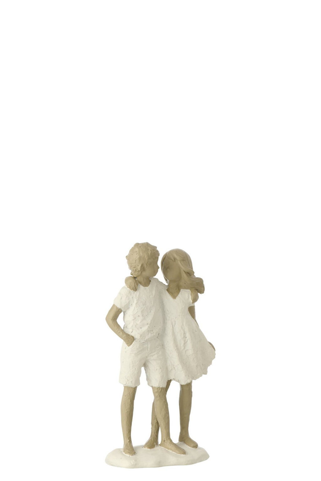 J-Line decoratie Kinderen Jongen + Meisje - polyresin - wit/grijs