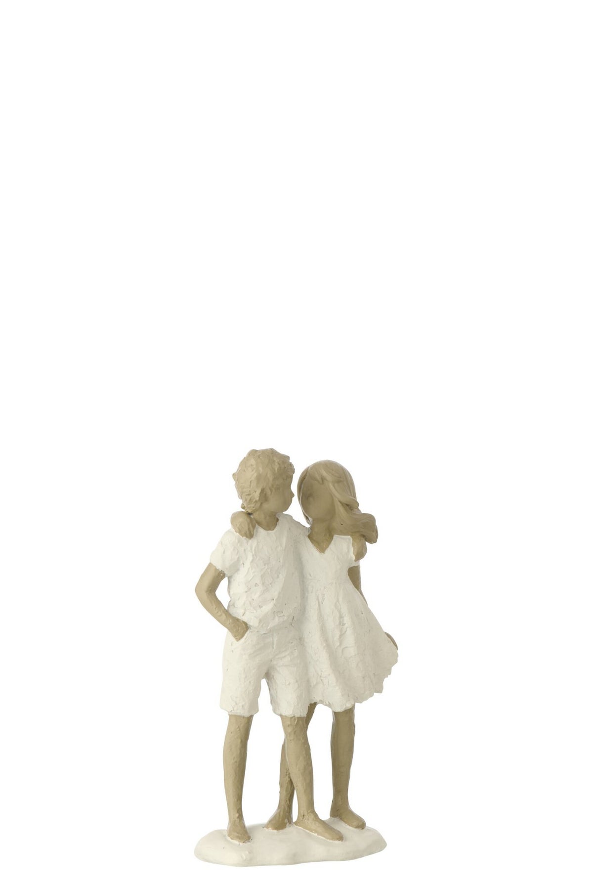 J-Line decoratie Kinderen Jongen + Meisje - polyresin - wit/grijs