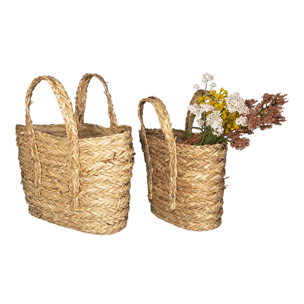 Opbergmand Set van 2 Ø 31 Ø 29 cm Bruin Stro Mand