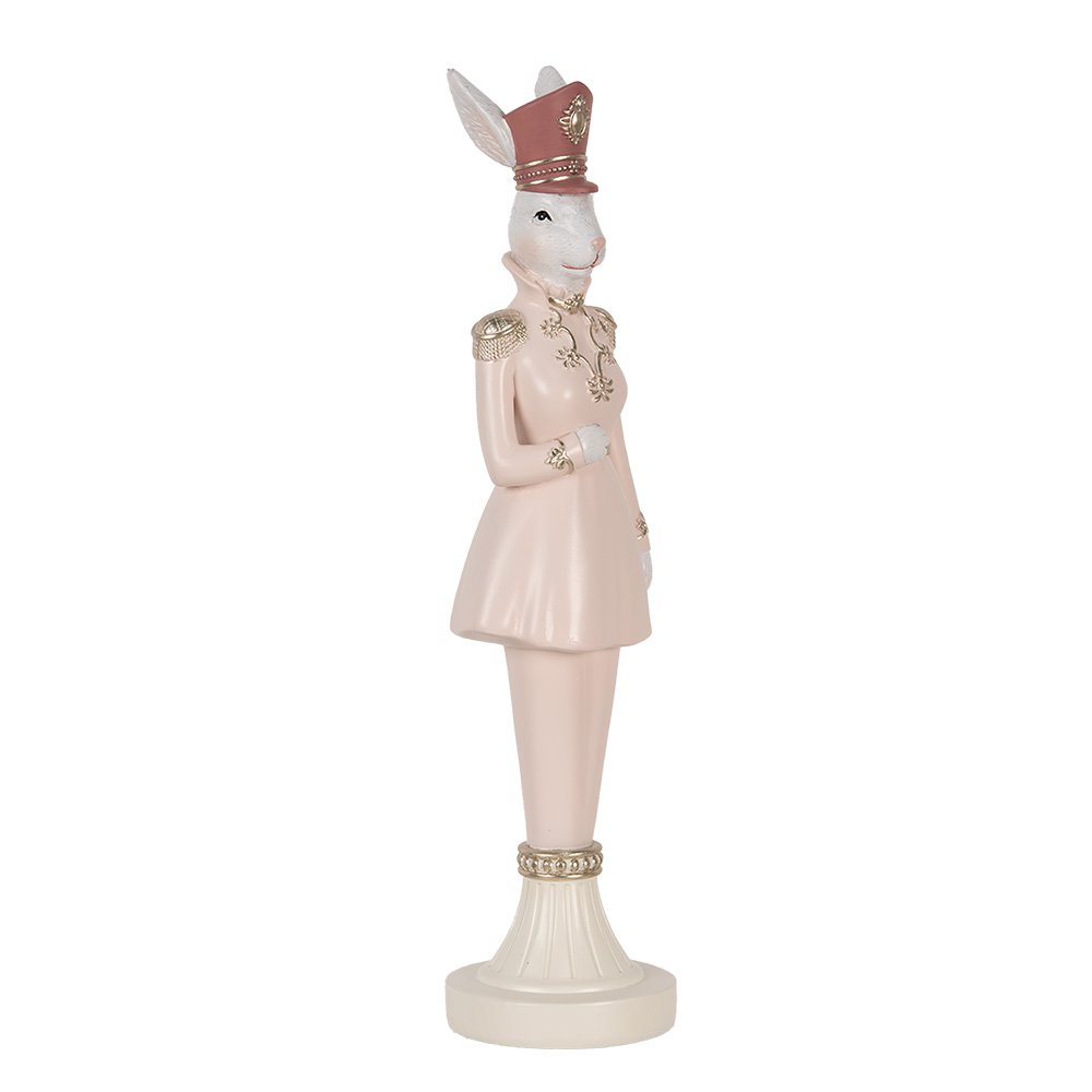 Decoratie Beeld Konijn 35 cm Wit Roze Kunststof