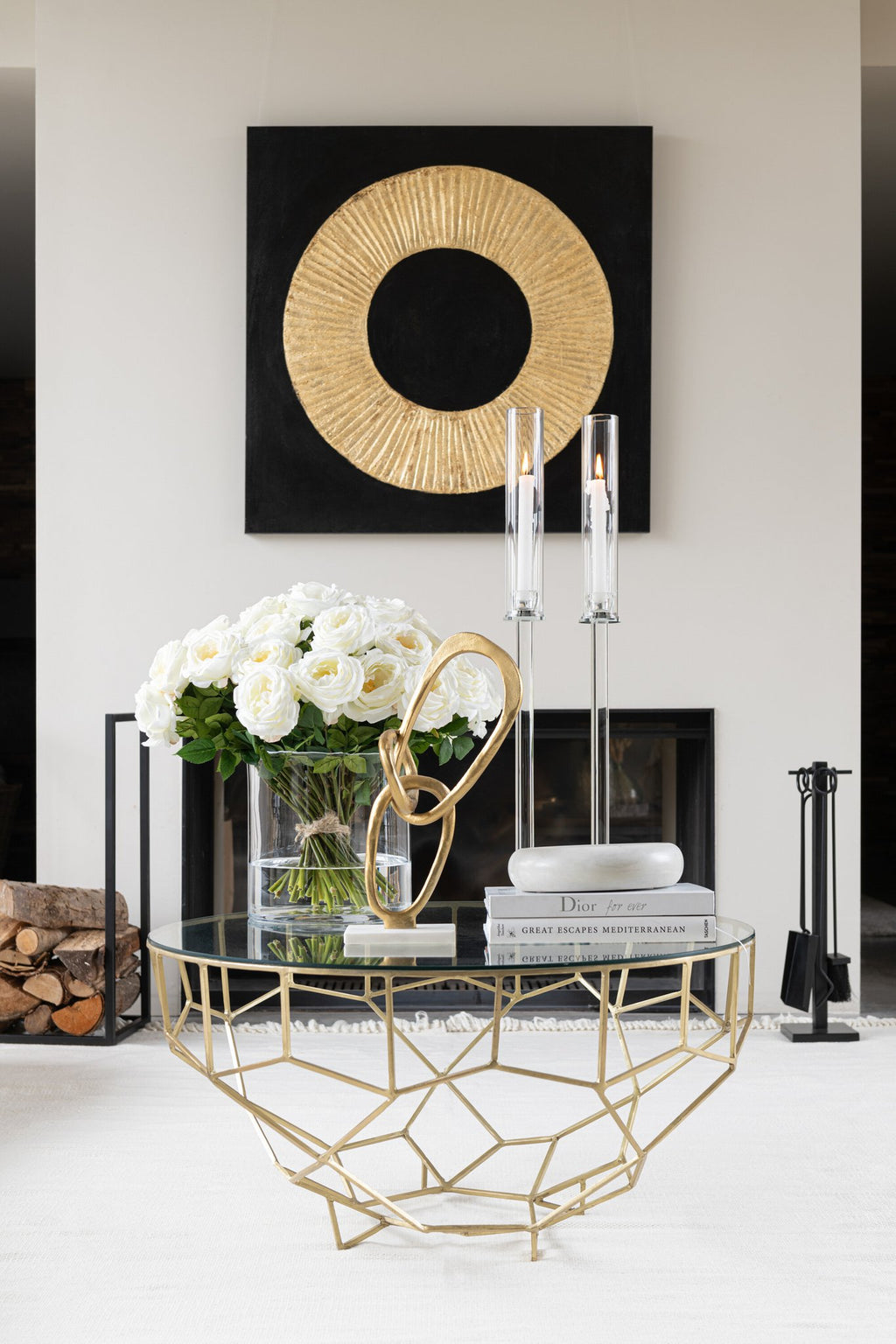 J-Line Tafel Moza Metaal/Glas Goud