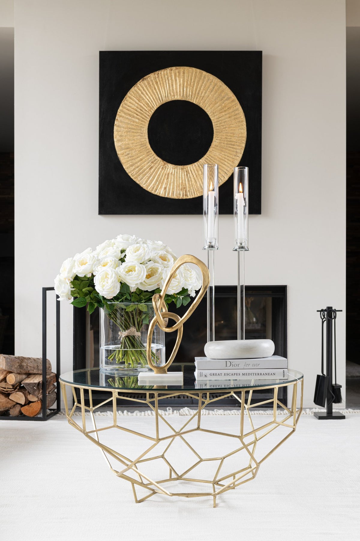 J-Line Tafel Moza Metaal/Glas Goud