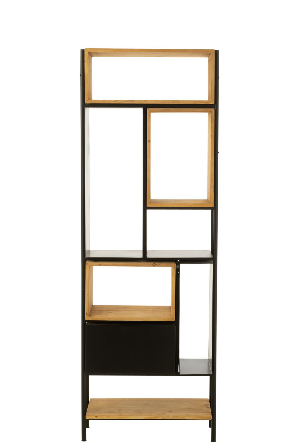 J-Line Schap Tina Hout/Ijzer Zwart/Naturel Small