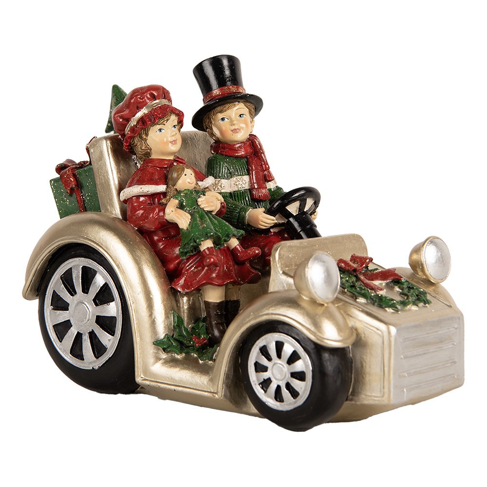 Kerstdecoratie Beeld Auto 22x14x16 cm Goudkleurig Kunststof