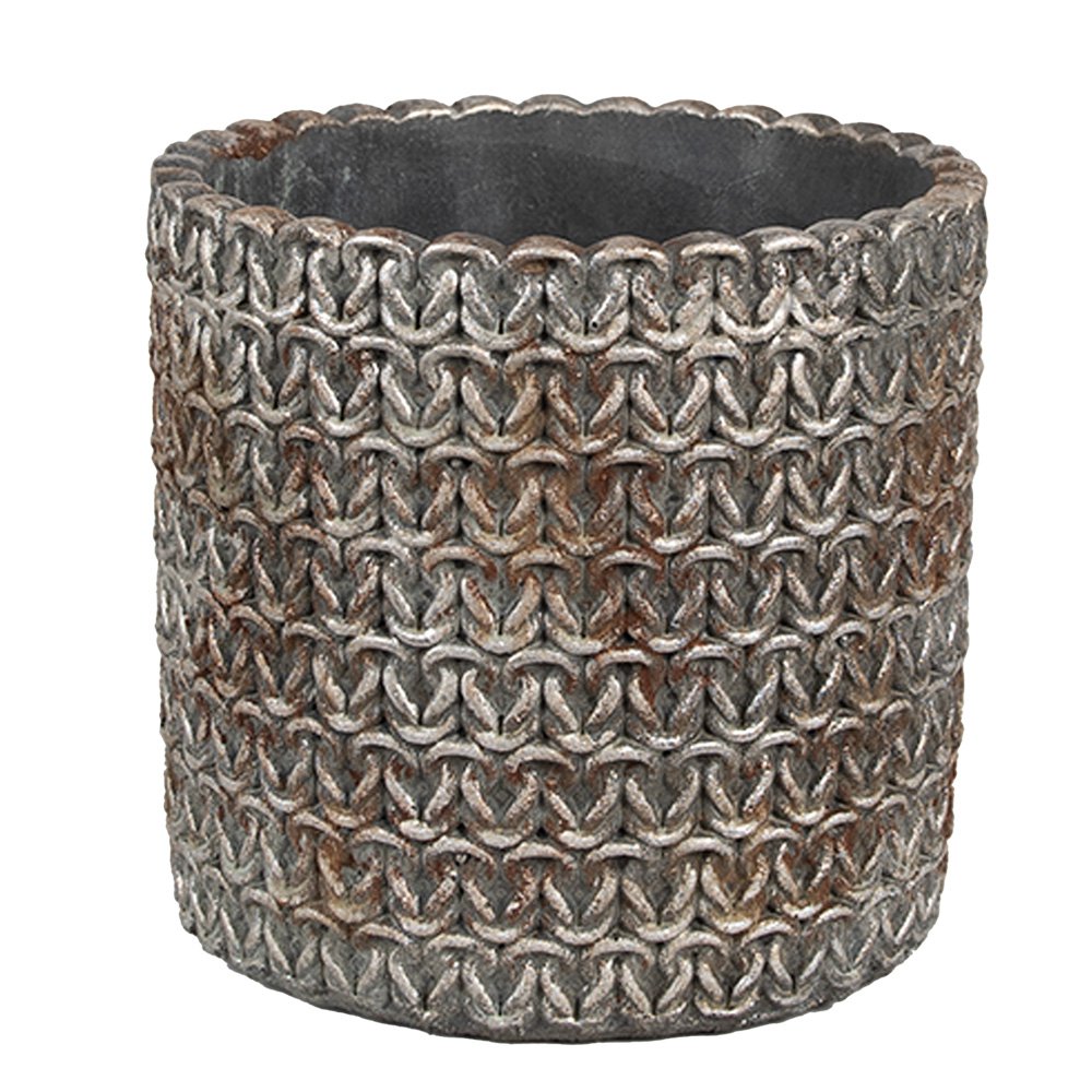 Bloempot Binnen Ø 11x12 cm Grijs Steen Plantenpot