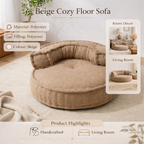 Beige gestoffeerde vloerbank – moderne lounge