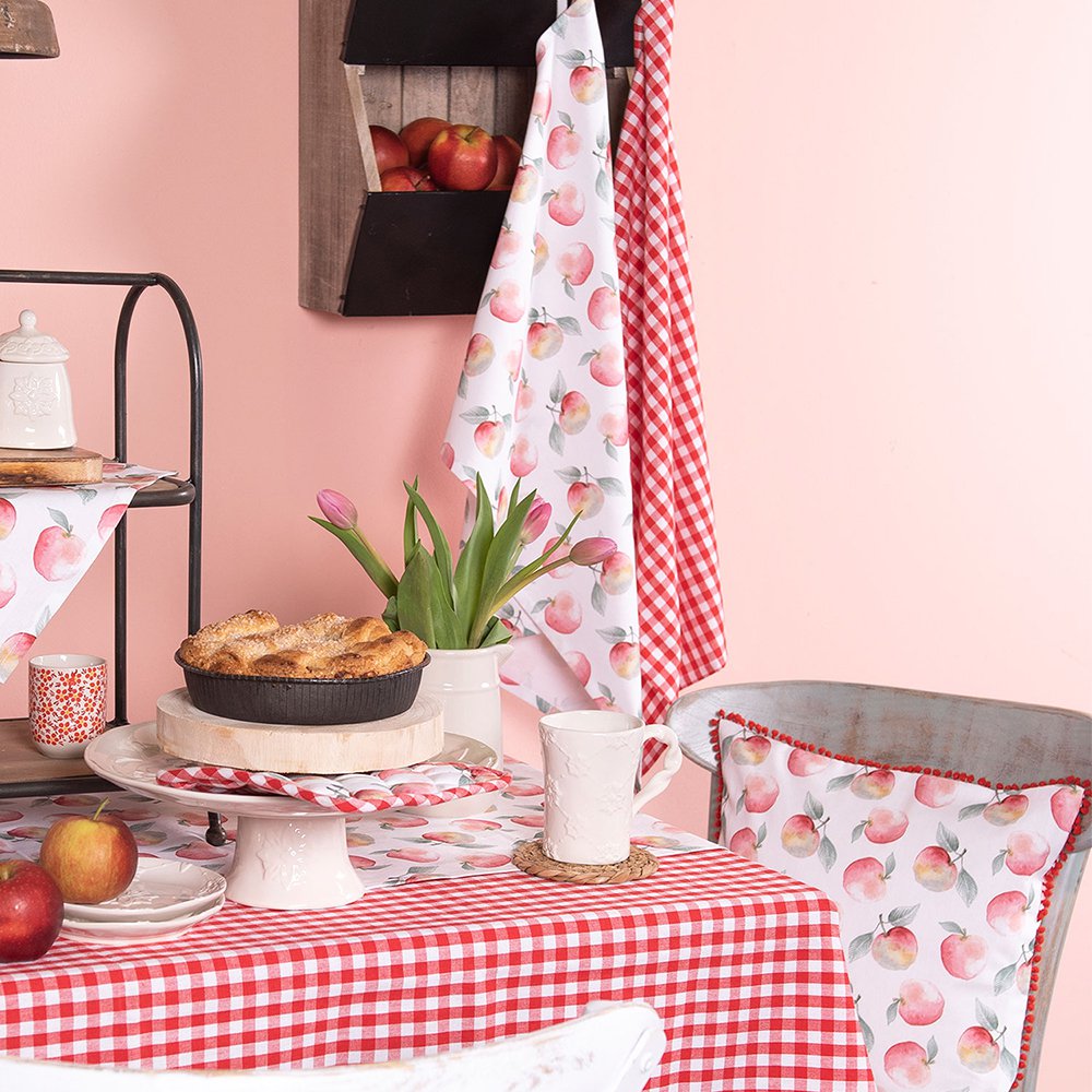 Theedoek 50x70 cm Rood Wit Katoen Ruit Keukenhanddoek