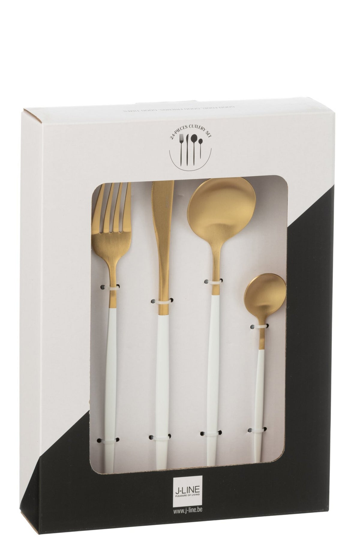 J-Line bestek - roestvrij staal - goud/wit - box van 24 stuks