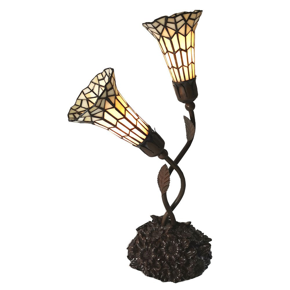 Tiffany Tafellamp 44x26x61 cm Beige Glas Tiffany Bureaulamp
