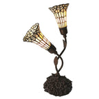 Tiffany Tafellamp 44x26x61 cm Beige Glas Tiffany Bureaulamp