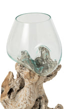 J-Line Vaas op voet - glas - gebroken wit/transparant - large