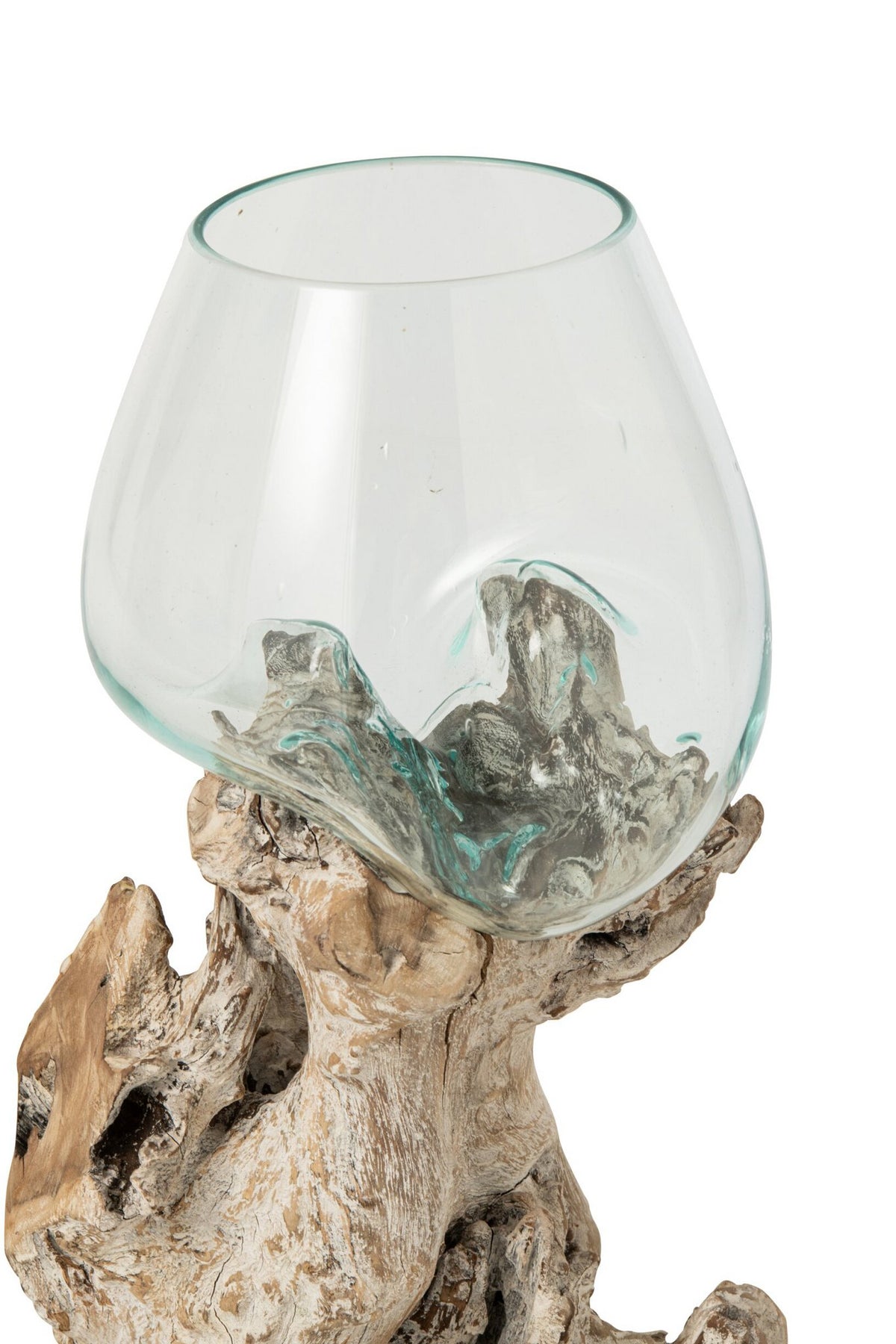 J-Line Vaas op voet - glas - gebroken wit/transparant - large